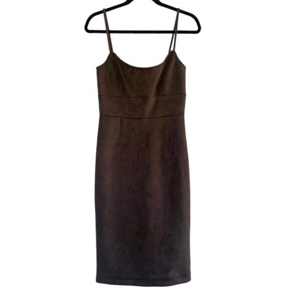 BCBG MaxAzria Brown Faux Suede Sheath Bodycon Midi Dress Size S